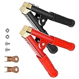 EEEKit 2 Stück Krokodilklemme Klemmen Einstellen 1000A Heavy Duty Pure Reines Kupfer Krokodilklemmen für Autobatterien für Starthilfekabel Boost für Fahrzeugzubehör (Schwarz+Rot)