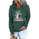 AGOUWUCHE Kapuzenpullover Damen Kapuzenshirt Merry Christmas Weihnachten Drucken Hoodies Kapuzenpulli Oberteil Sport Pullover Mit Kapuzen Sweatshirt Langarmshirt Bluse Pulli Party Top