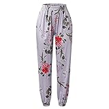 Damen Komfortable Blume Harlan Hosen Home Outdoor Casual Lose H