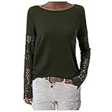 Asymmetrisches Shirt Big Shirt Damen Hemdbluse Schwarz Damen T-Shirts Karobluse Damen Tops Neckholder Shirt Sterne Oversize Shirt Damen Vintage Tops Shirts Tshirts Damen Somme(Army Green, L)
