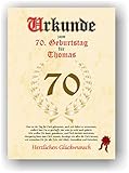 Urkunde zum 70. Geburtstag - Glückwunsch Geschenkurkunde personalisiertes Geschenk Gedicht Grußkarte Geschenkidee mit Spruch DIN A4