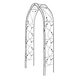 Rosenbogen Rankhilfe Pergola Rankgitter Spalier Gartenbogen Rosengestell Garten, 260 x 130 x 39 cm, Edelrotoptik (schwarz)