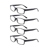 EYEGUARD Lesebrille, 4 Pack Rechteckig Schwarz Leicht Bequem Leser Herren Damen(+2.50 Vergrößerung)