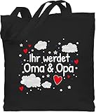 Schwangerschaft Kleidung Geschenk - Ihr werdet Oma & Opa Wolke - weiß - Unisize - Schwarz - ihr werdet oma und opa - WM101 - Stoffbeutel aus Baumwolle Jutebeutel lange Henk