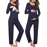 Unibelle Schwangerschaftsmode Schwanger Kleidung mit Still Oberteile Stillhemd Langarm XXL Marineb