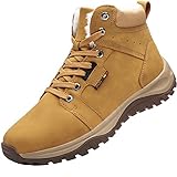 ZYLDK Winterschuhe Herren Warm Gefütterte Winterstiefel Trekkingschuhe Winterboots Wanderschuhe Schneestiefel rutschfest Winter Herbstschuhe wasserdicht Gelb EU48