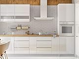 Möbel für Dich Grifflose Hochglanz Einbauküche Küchenzeile Campari 300 cm, 8-teilig, in Weiß, Grau oder Schwarz (Schwarz Hochglanz)