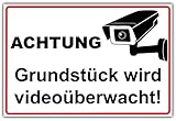 geschenke-fabrik.de Videoüberwachung Schild Achtung - Grundstück Wird videoüberwacht aus Alu/Dibond wetterfest 300x200 mm 3 mm stark mit Kamera Symb