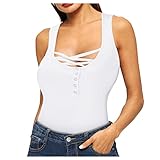 BOTCAM Damen Crop Tops Crossover V-Ausschnitt BH Unterhemd Ohne Bügel Basic Tops Tank Top Summer Sport Yoga Weste ärmellose T Shirt Knopfleiste Bluse Oberteile Tunika Casual Lose T-S