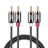 Cinch Kabel 2M, CableCreation 2 x RCA auf 2 x RCA Stereo Audiokabel Kompatibel mit Lautsprechern, AMP, Plattenspielern, Empfängern, Heimkinosystemen, Subwoofern, Doppelt Geschirmt/Vergoldetem/ 6FT