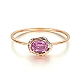 AiZnoY 18 K Gold Ring Pentagramm Stern Oval Partner Ringe Gold Verlobungsring Echt Diamant Blume Mit Rosa Saphir Rose G