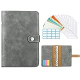 TiMOVO PU Leder Loseblatt Notizbuch, A6 Ringbuchordner Ring Notebook mit 12 Stück PVC Binderumschlägen 3 Farben Etikettenaufklebern Binder Tasche und Druckverschluss Ringordner Tagebuch, Blaug