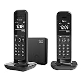 Gigaset Hello Phone Duo - Schnurlose Design-Telefone für Zuhause mit Anrufbeantworter, großem Display und Freisprechfunktion - Schw