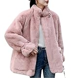 Pelzjacke Damen Winter junge Modelle pelzigen Leopardenmuster Lammfellimitat mit Plüsch lose Mode - Pink,XL
