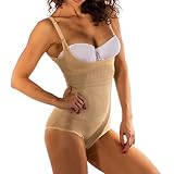 RIEMTEX Shapewear Damen Mieder Body stark Figurformender Shaper Bauch Weg Effekt Brustfreier Formbody Shapeware Unterwäsche Schwarz Beige - 42, Beig