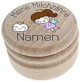 Milchzahndose aus Holz – Meine Milchzähne – Zahndose mit Namen personalisiert – Die Zahnbox hat einen Deckel mit Schraubverschluss - perfekt als kleines Geschenk · Zahnfee - für Jungen & Mädchen - 27