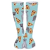 Niedliche Hunde und Pizzas Aqua Kompressionssocken für Damen & Herren, Unisex Socken für Laufen, Flug, Sport, R