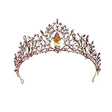 Minkissy Barock Queen Krone Vintage Strass Tiara Brautschmuck Krone Stirnband Hochzeit Haarschmuck für Mädchen F