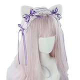 KLOVA Zartes Stirnband, Elegantes Katzenohr, Plissierte Schnürsenkel, geformter Haarreifen, Party-Kopfschmuck, Haarband, Cosplay-Kopf-Requisiten für Frauen, L