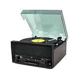 LITINGT Retro-Vinyl-Schallplattenspieler, Vinyl-CD, All-in-One-Multifunktions-Player, Bluetooth, U-Disk, Radio-R