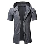 Mode Herren Cardigan Tasche lässige Kapuze Reine Farbe t-Shirt Kurzarm top Bluse 2956y Outfit Kenn' da 'ne abkürzung Two Tone Honeycomb slimhemd -v 2-Pack kariert, 32286, türkis Moto neop