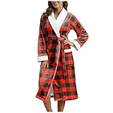 Darringls Damen Bademantel Flauschig Baumwolle Frottee Lang ohne kapuze mit Hose Bathrobe Morgenmantel Hausmantel Frotteemantel Robe Negligee Pyjama Lang Saunak