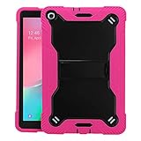 KIQ Schutzhülle für Galaxy Tab A 10.1 T510, robust, zweilagig, Aufprallschutz, Fallschutz mit Kick-Ständer für Samsung Galaxy Tab A [2019] SM-T510 SM-T515 [Hot Pink]