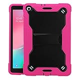KIQ Schutzhülle für Galaxy Tab A 10.1 T510, robust, zweilagig, Aufprallschutz, Fallschutz mit Kick-Ständer für Samsung Galaxy Tab A [2019] SM-T510 SM-T515 [Hot Pink]