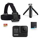 GoPro HERO8 Black Bundle - inklusive Shorty Stativ, Speicherkarte, Kopfbügel und Akku (Holiday Kit)