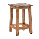 DESIGN DELIGHTS RUSTIKALER Holz SITZHOCKER Madero | 48x30x30 cm (HxBxT), Recyclingholz | Holzhocker | Farbe: 01 Natur-Vintag