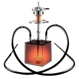 LWKBE Huka, Hookah Set, Micro Moderner Cube Acryl Wasserhaken 2 Schlauch mit Diffusor Magical Remote LED-L