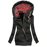 WWricotta Sweatjacke Damen - ReißVerschluss V Ausschnitt IndividualitäT Print Winter Kapuzenpullover Damen ReißVerschluss Wanderjacke Damen Eng Winter Lange Weiche Strickjack
