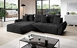 FURNIX Ecksofa Calvani mit Schlaffunktion und Bettkasten - Couch Wohnzimmersofa mit Kissen - L-Form Sofa, Stellfüße in Chromoptik - B280 x T190 x H91 cm, Liegefläche 230 x 149 cm - MH 95 (anthrazit)