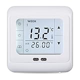 FLOUREON digital Thermostat 3A Raumthermostat programmierbar Raumtemperaturregler für Fussbodenheizung Wasser Heizung Wandheizung Wandthermostat mit LED Touchscreen Weiß