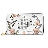 Fashion Wallet Christian Bibel She is Clothed with Strength and Dignity Scheckkarten-Paket 12 Kartenfächer Bargeldhalter Geldbörse für Damen und H