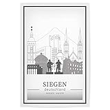 artboxONE Poster 30x20 cm Städte Siegen Skyline line Art - Bild Siegen Architektur Black and W