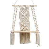 crazerop Makramee Regal Wandregal Boho Pflanzenhalter Aus Handgemachte Baumwolle Seil, Bohemien Pflanzen Regal Dekorative Plant Shelf Für Home Büro Wohnzimmer Kinderzimmer Dek