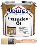 Südwest Fassaden-Öl in Holz-und Grau-Farbtönen + Buron-Pinsel (1 L, Douglasie 8941)