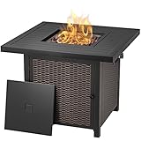 Gas Feuerstelle, 50.000 BTU Outdoor Feuertisch 71x71x63.5CM, CE-Zertifiziert, Automatische Zündung, Esstisch & Heizung 2-in-1-Funktion, Ideal für Patio & G