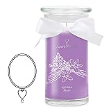 JuwelKerze Lavender & Vanilla große Duftkerze (Lavendel, 1020g, 95-125 Std. Brenndauer) in Violett mit 925er Sterling Silber Schmuck, Halsk