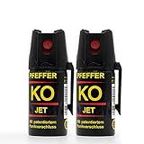 Pfefferspray KO Jet | Fog Verteidigungsspray Abwehrspray 40ml | 50ml Hundeabwehr Pepper Defender (KO Jet 40 ML 2er Set)