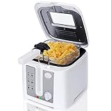 Aigostar 2,5 Liter Fritteuse mit Sichtfenster, Einfach zu reinigen, einstellbare Temperaturregelung, 1650 W, Weiß