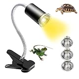 Schildkröten-Wärmelampe, 25 W + 50 W, zum Anklemmen für Reptilien, 360 ° flexible Aquarium-Heizleuchte, Lampenfassung mit Glühbirne, E27 Haustier-Heizstrahler für Amphibien/Eidechsen/Schildkrö