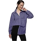 AFFGEQA Herbst Lässiges Baumwoll Leinen Shirt für Damen Langarmshirt Lose Knopf Langes Hemd Casual Tops T-Shirt Bluse Mode Lang Freizeit Ob