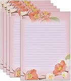 96 Blatt Papier liniert mit Blumenmuster, 21 x 15 cm, elegantes rosa Blumen-Design für Schreibwaren, Gedicht, Buchstaben, Kalligraphie, Sammelalbum, Basteln, Büro, Hochzeitseinladung, Druckb