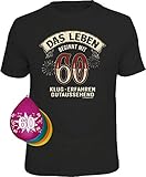 Geschenkset 1 T-Shirt und 5 Luftballons zum 60. Geburtstag Verschiedene Motive zur Auswahl (Das Leben beginnt mit 60, XXXL)