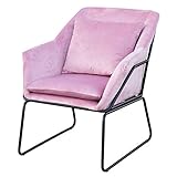 SVITA Josie Sessel gepolstert Beistellsessel Lounge Couch Einzelsofa Relaxsessel Seat Fernsehsessel Stoff inkl. Kissen Stuhl Samt (Rosa, Samt)