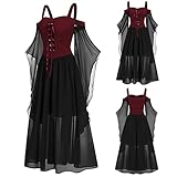 Halloween Kostüm Damen Übergroßes Gothic Halloween Kleid Mittelalter Kleid Gothic Maxikleid Schnürkleid Teenager Mädchen Prinzessin Renaissance Cosplay Karneval Party Swing Kleider Halloween Kostü