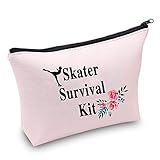 PXTIDY Skater Survival Kit Skating Kosmetiktasche Eiskunstlauf-Geschenk für Mädchen Frauen Schlittschuh-Make-up-Tasche Skater Abschlussgeschenk, rose,