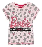 Barbie T Shirt Kinder, Glitzer Top Motiv für Mädchen, Offizielle Shirt für Kinder 2-13 Jahre, Fanartikel Geschenke für Mädchen (8-9 Jahre, Rosa)